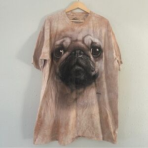 The Mountain Pug Face Dog T-Shirt - Brown Tan Casual 3XL